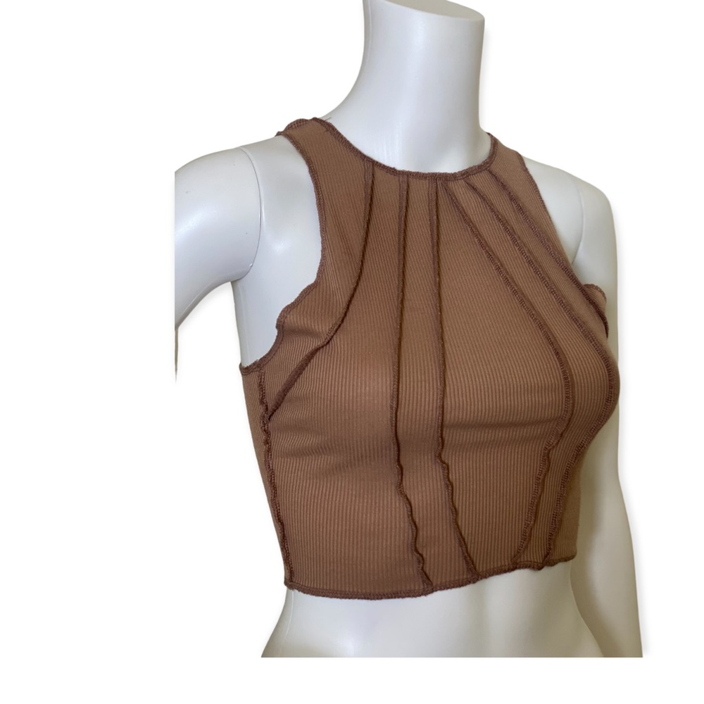 Nude Mixed Threads Tank Crop Top